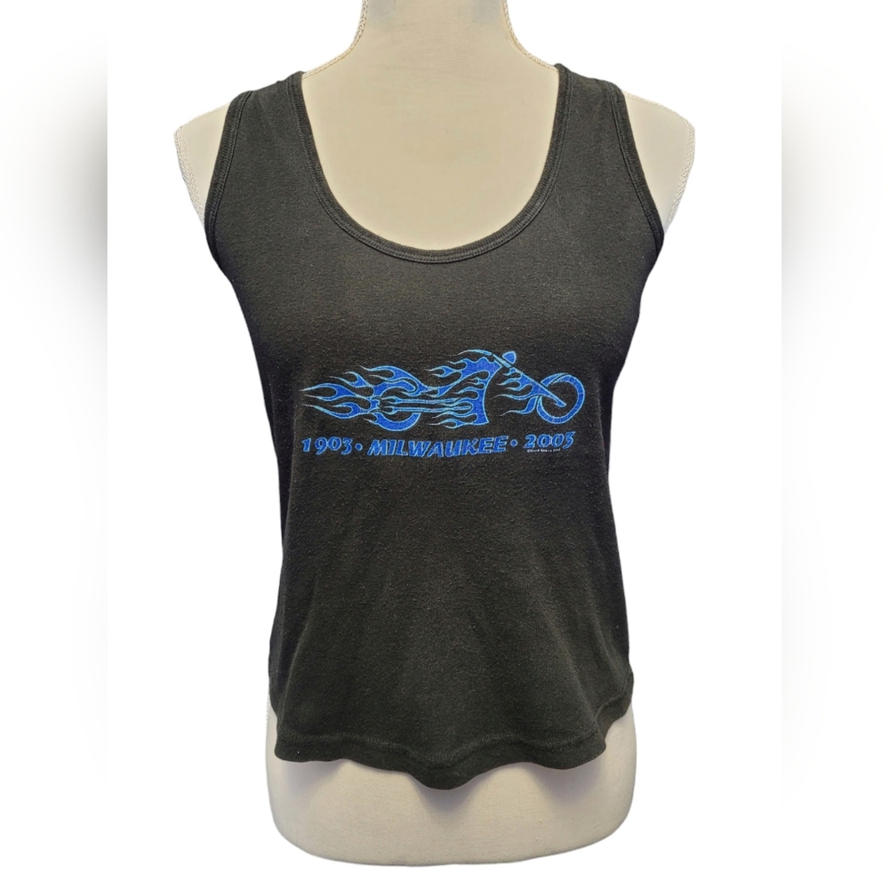 Vintage early 2000s (2003) Y2K black Milwauker biker motorcycle tank top